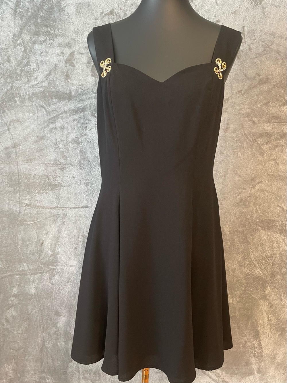 Caren Desiree Company CDC Black Rhinestone VTG 90s Babydoll Mini Dress Size 10